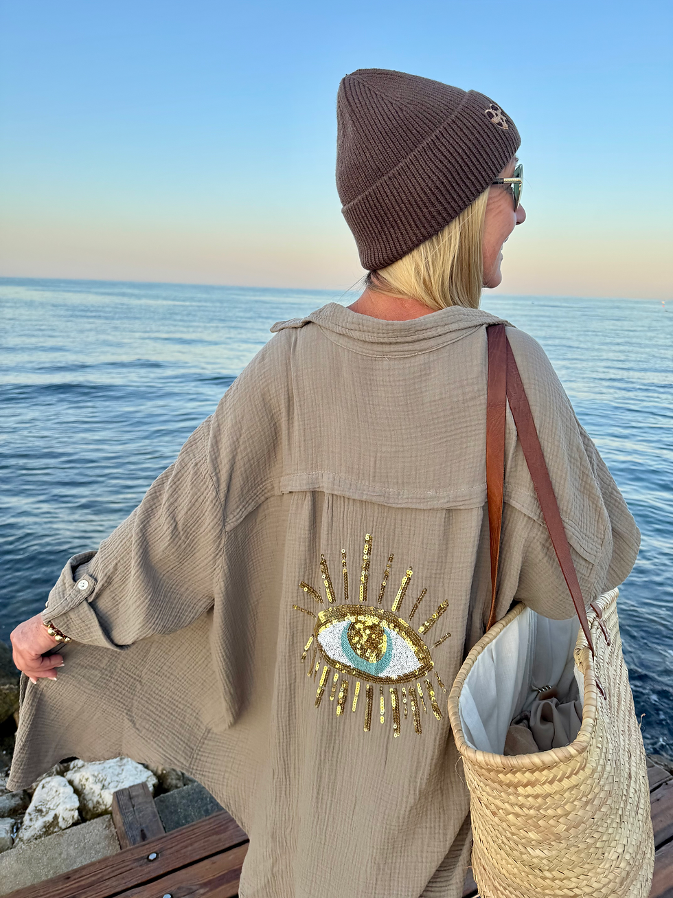 Miniaturbild: Ultra Oversize Musselin Bluse „Eye of Karma“