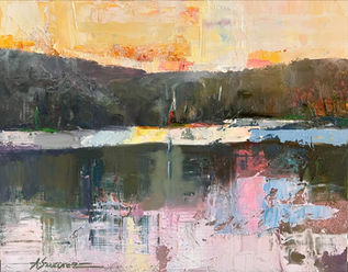 landscape oil painting, Nashville TN, Radnor Lake, palette knife