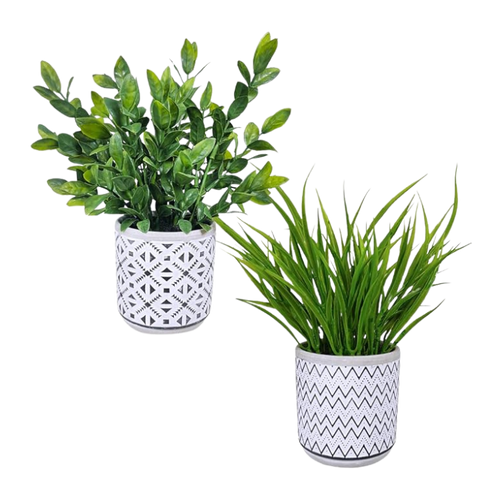 Artificial potted eucalyptus plants for desk decor