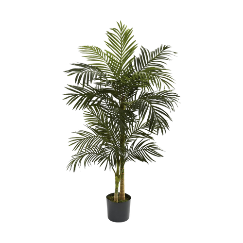 Artificial golden cane palm tree — desk background plant
