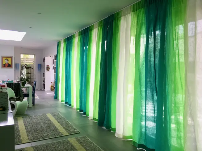 green ombre voile curtains