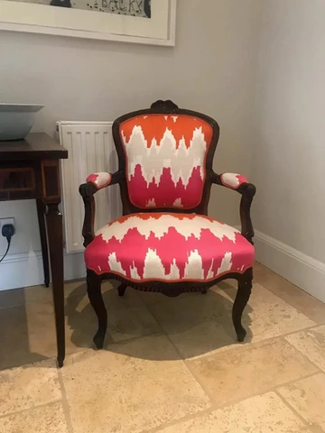 Colourful upholstered chair.
