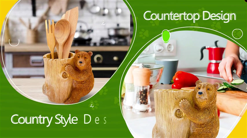 Thumbnail: Brown Bear utensil holder, bear kitchen utensil holder, cute bear