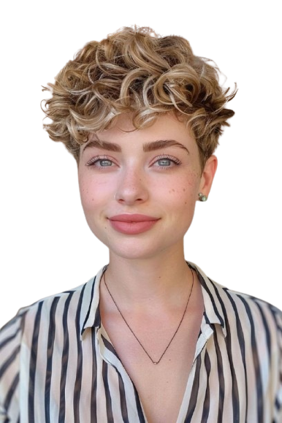 Pictured is the Curly Pixie. Photo Credit: Pinterest