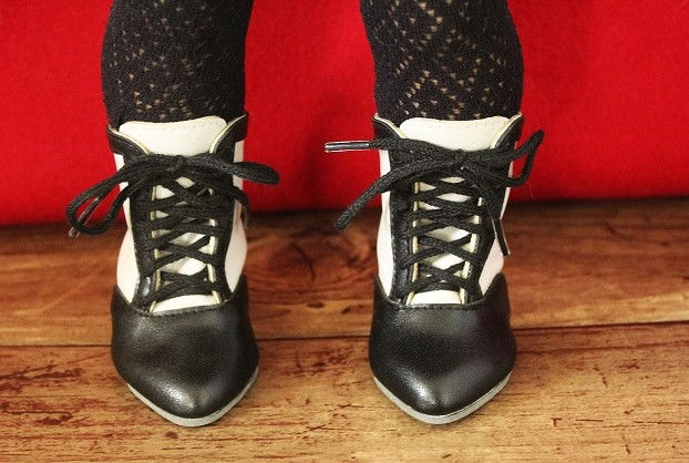 Thumbnail: Edwardian Grey/Black Two Tone Boots for American Girl and 18" Dolls