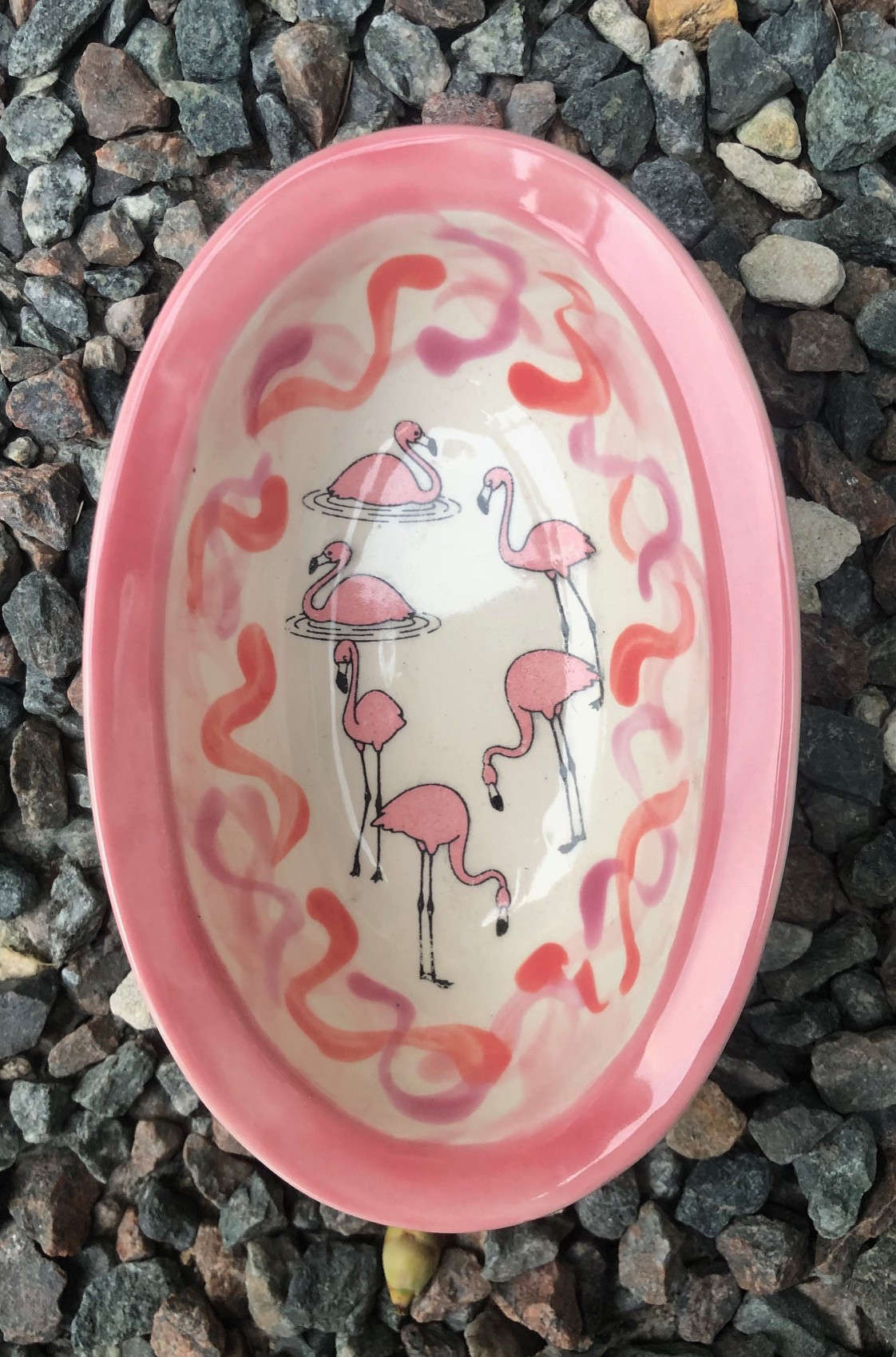 Oval Soap Dish - Flamingo Design