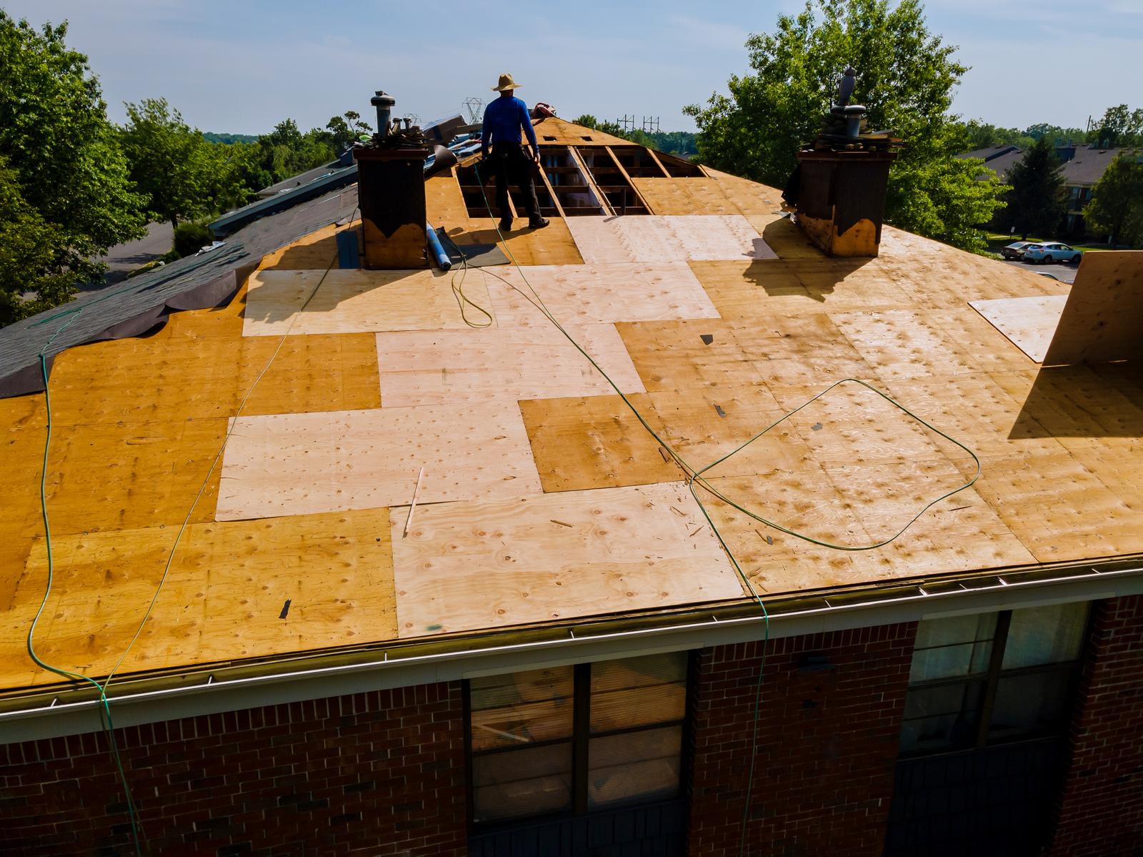 Roof decking prepared for a new roof.