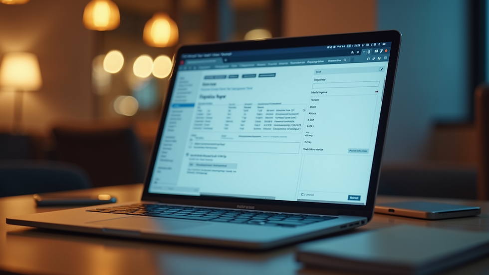 Close-up view of a laptop screen showing a digital minute-taking template