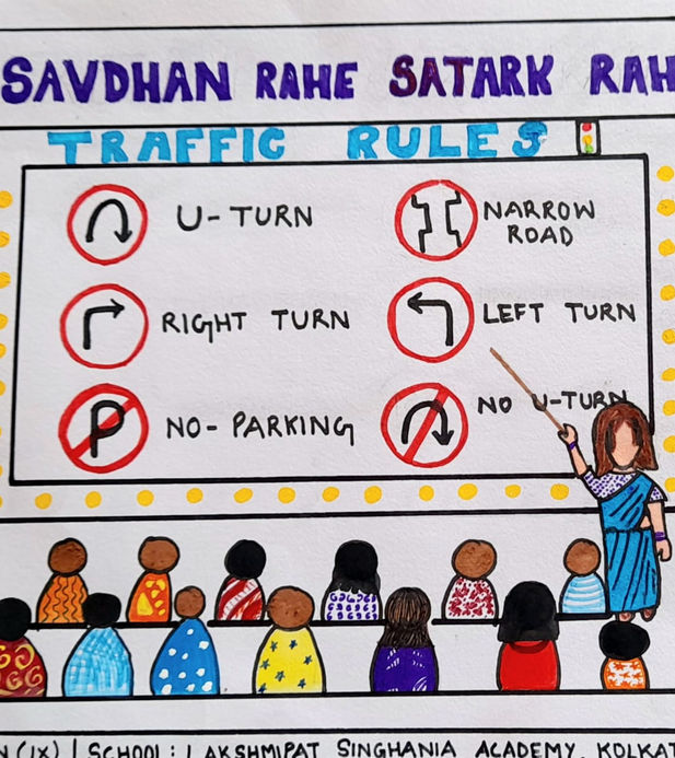 Poster prepared by a student for Road safety week
