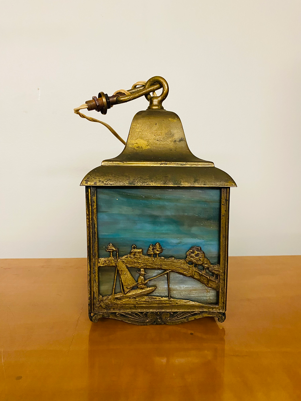Thumbnail: Vintage Stained Glass Light Fixture 