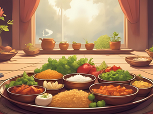 Aashadhi Ekadashi fasting diet plan with healthy vrat foods like sabudana, sweet potato, curd, pumpkin, and nuts.
