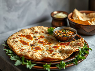 Navratri special Rajgira Thalipith served with curd in a plate