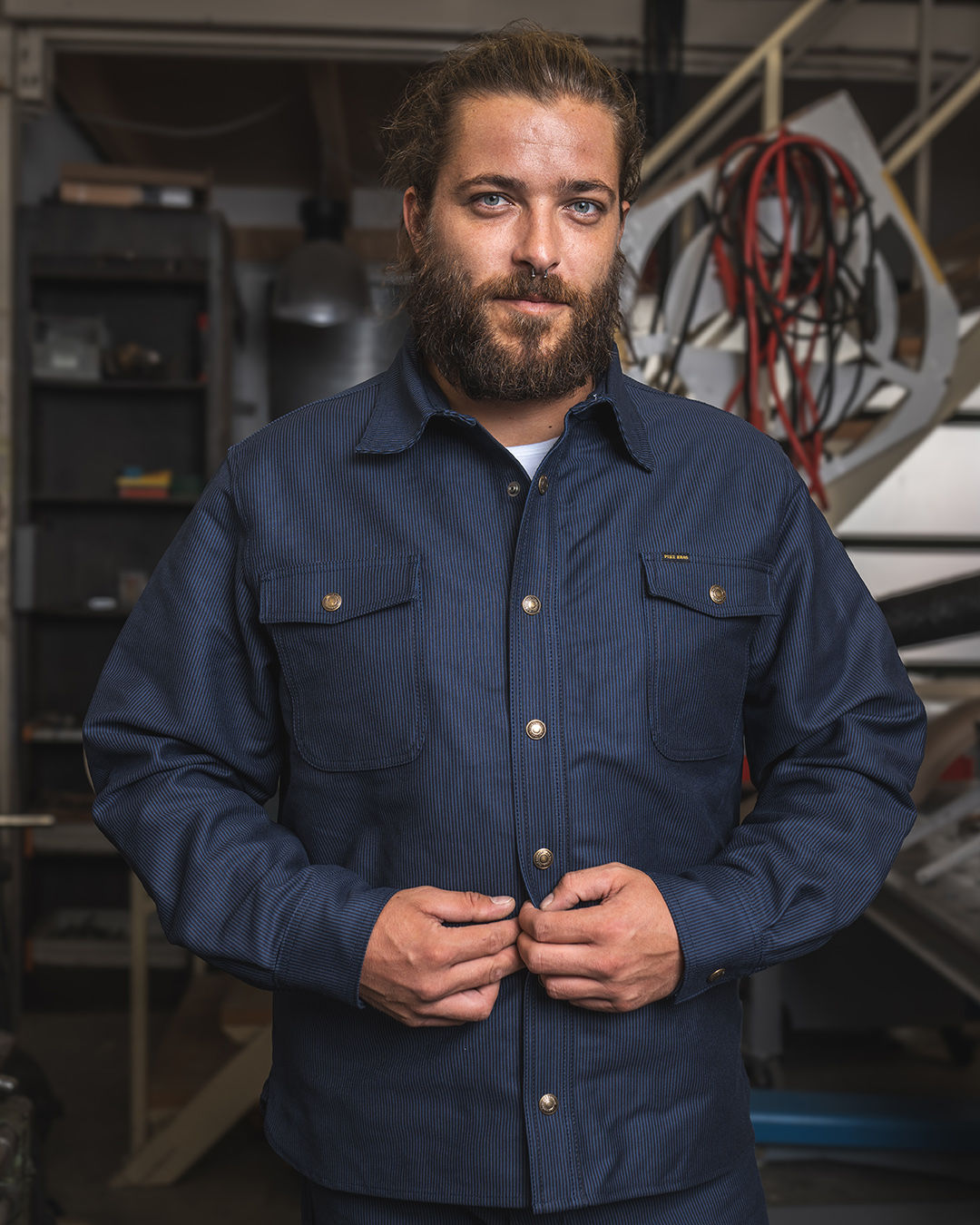 PIKE BROTHERS CPO SHIRT HAMBURG BLUE