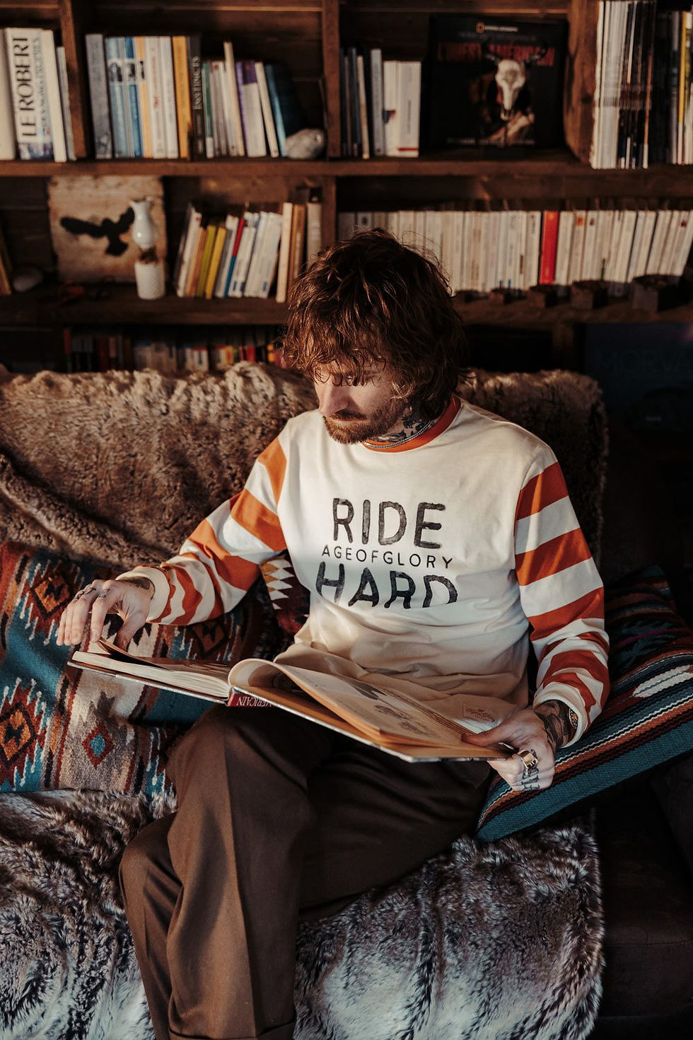 Thumbnail: RIDE HARD LS TEE ECRU RUST