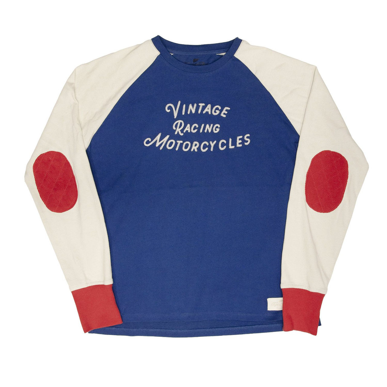 HERITAGE RAGLAN LS TEE ROYAL BLUE OFF-WHITE RED
