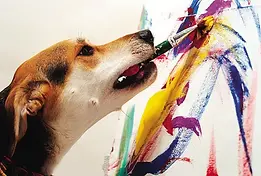 Dog with paint brush.webp