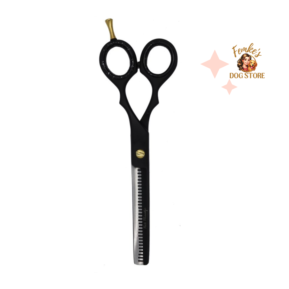 DUBBELZIJDIGE EFFILEERSCHAAR (ZWART, INCLUSIEF ETUI) - HET MAATJE - 16,5 CM (6,5