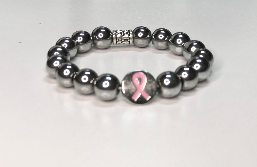 Thumbnail: #B201-Breast Cancer Awareness- round charm with embedded ribbon