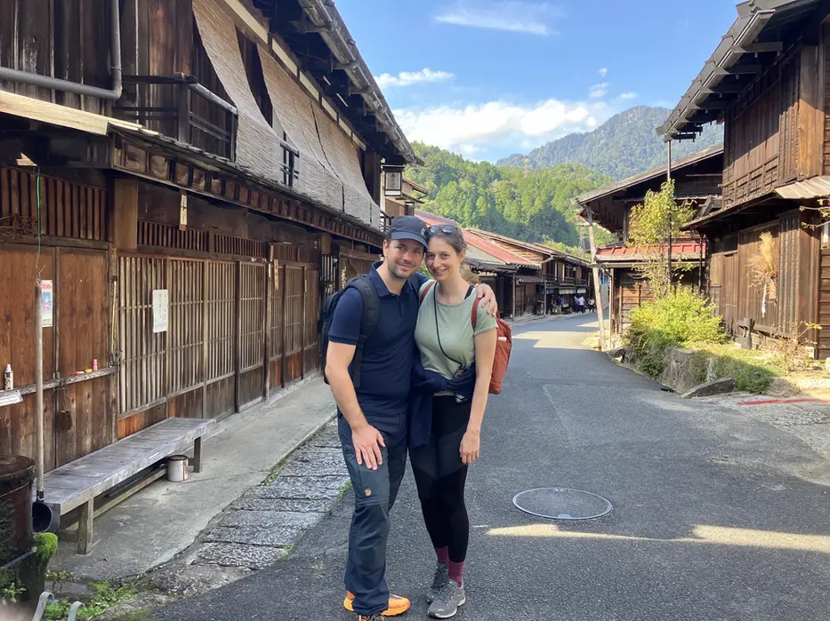 Tour guests on the Magome-Tsumago Nakasendo trail