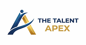 Logo de la empresa The Talent Apex con figura humana estilizada.