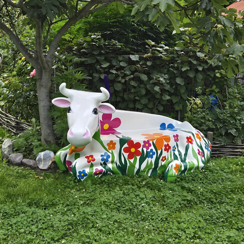 Animaux-en-Resine_Suisse_Vache ban_fleurs