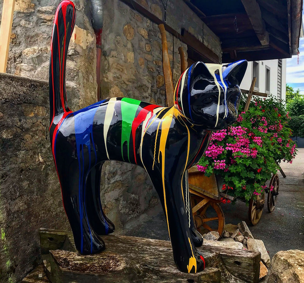 Miniature : Chat déco en résine trash fond noir-H105cm-idée cadeau pour femme-5