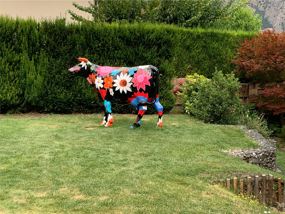 Miniature : Animaux-en-resine-suisse-vache-noire-fleurs-idee-cadeau-8