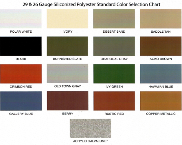 Metal Roof Color Chart