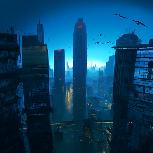 _cyberpunk, city, navy, high-resolution, distant view, bird view, s-1109378127.png