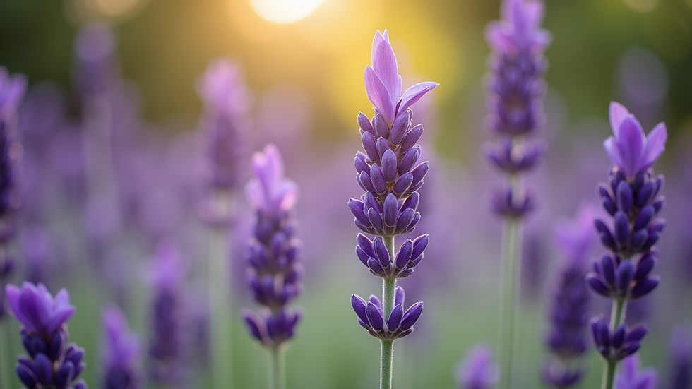 Close-up view of fresh lavender flowers in a garden