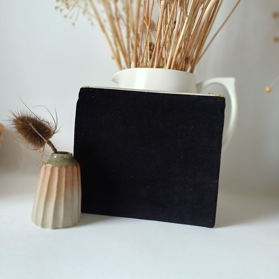 Thumbnail: Hand-printed blackbird make-up bag