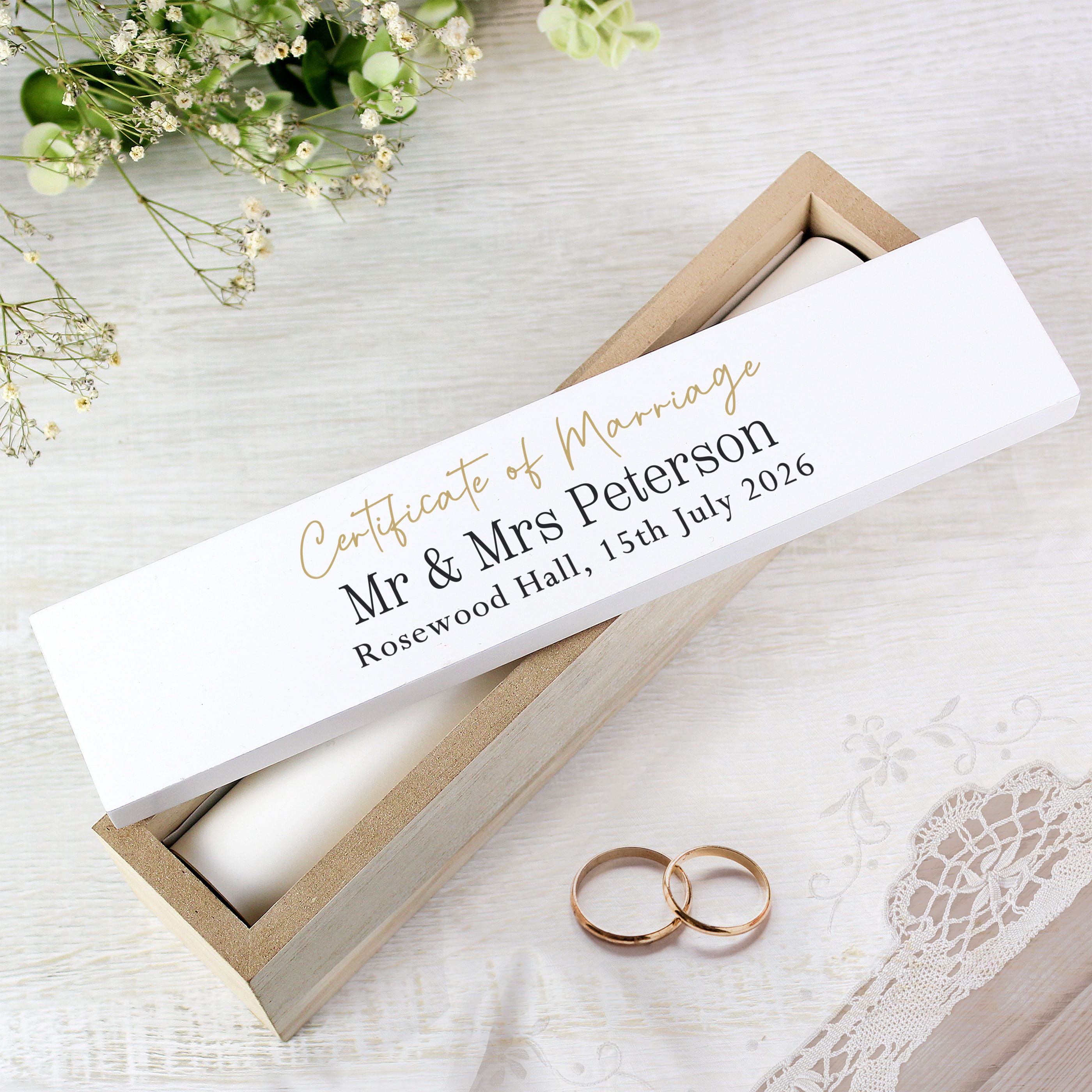 Personalised Black & Gold Free Text Certificate Holder