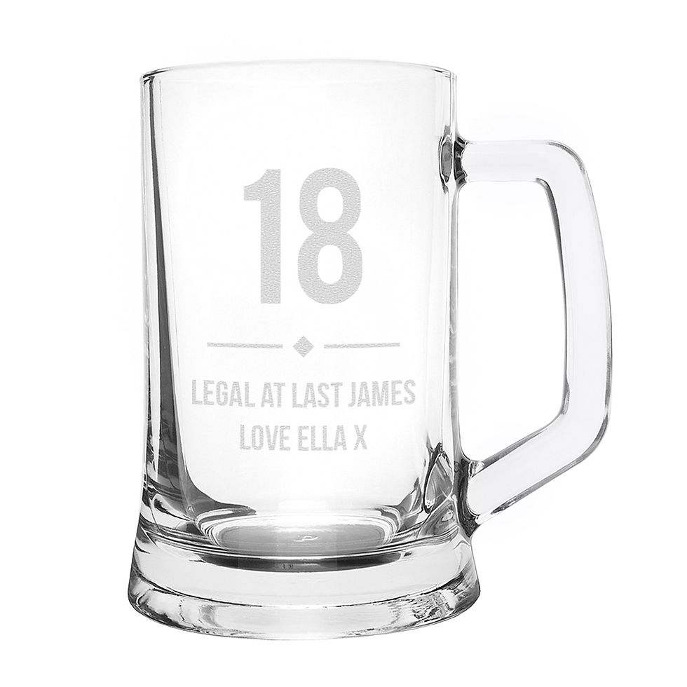 Celebrate a special occasion in style with this Personalised Big Age Glass Pint Stern Tankard.