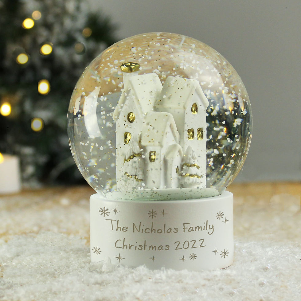 Thumbnail: Personalised Message Village Glitter Snow Globe