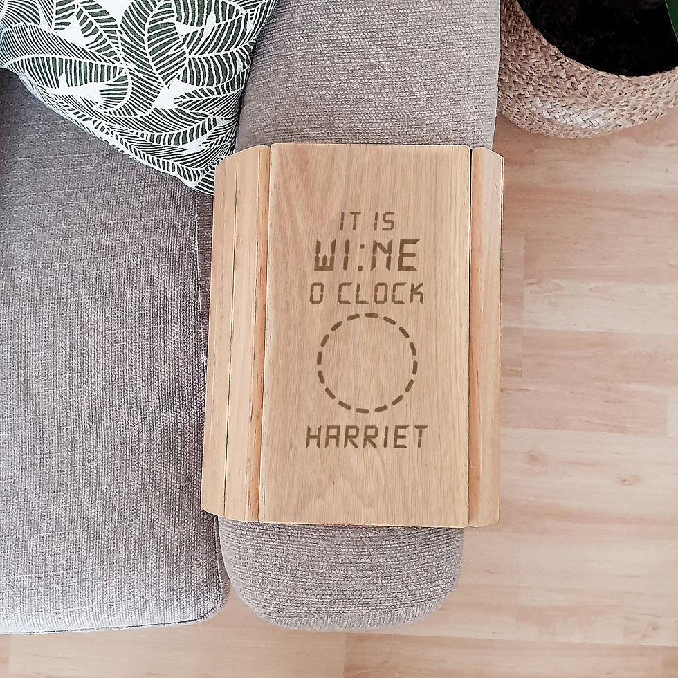 Thumbnail: Personalised Its Wine O'Clock Wooden Sofa Tray