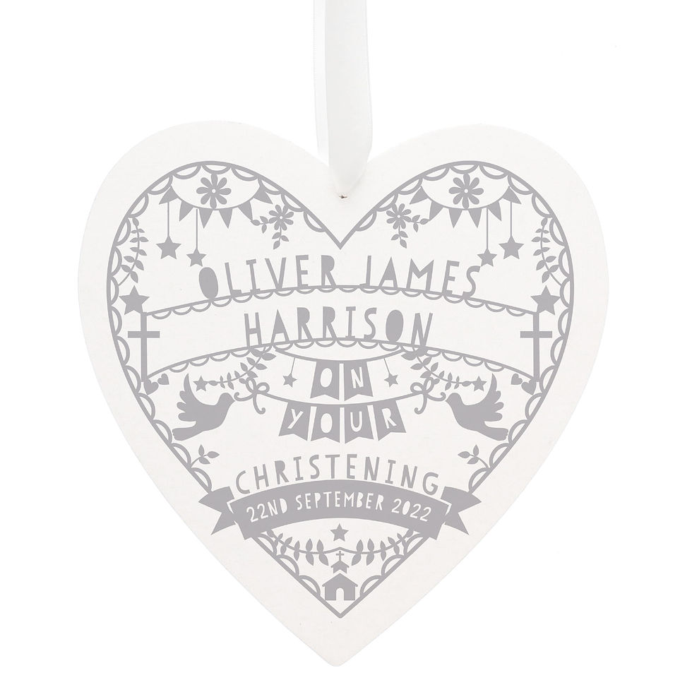 Thumbnail: Personalised Grey Papercut Style Large Wooden Heart