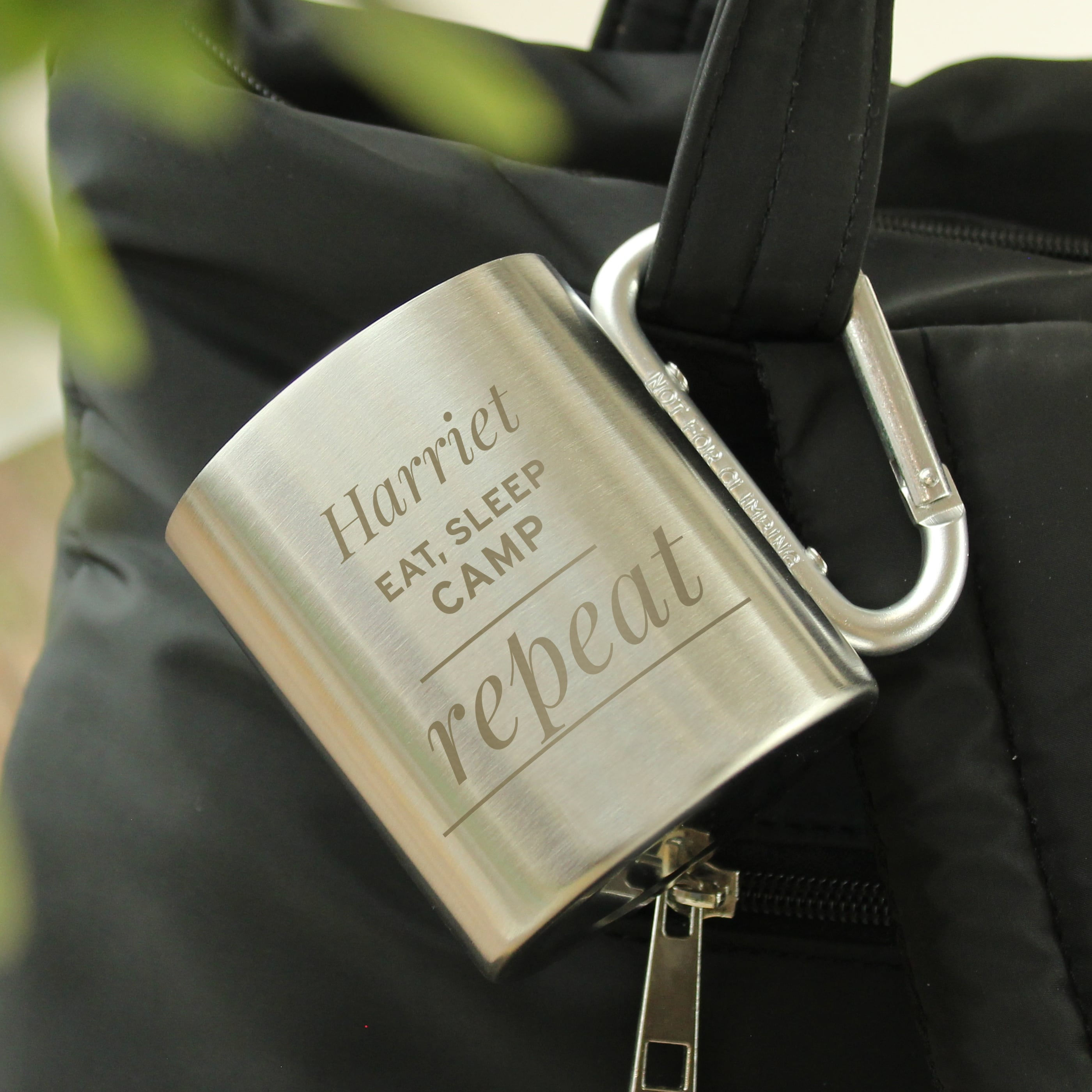 Personalised 'Any Message' Stainless Steel Mug with clip handle