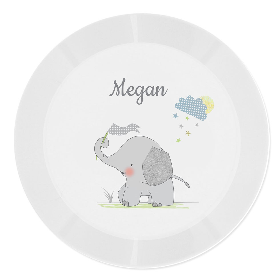 Thumbnail: Personalised Hessian Elephant Plastic Plate