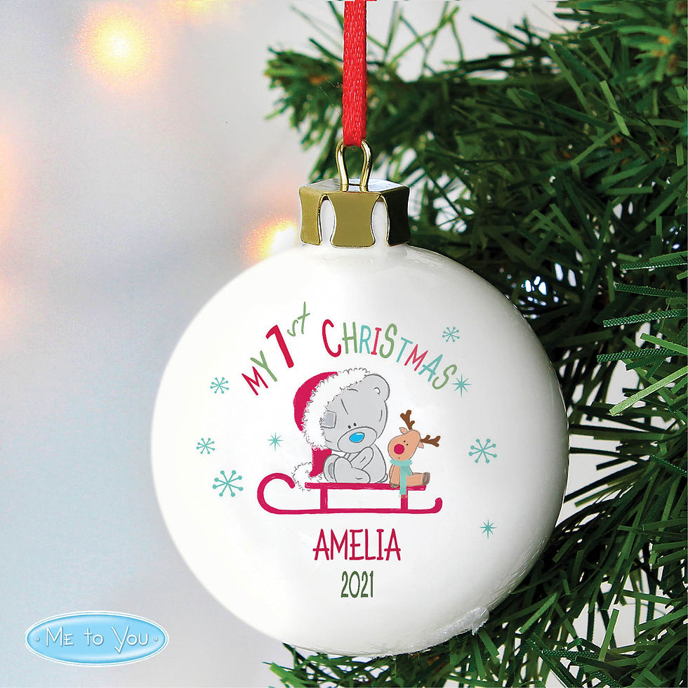 Thumbnail: Personalised Tiny Tatty Teddy My 1st Christmas Sleigh Bauble