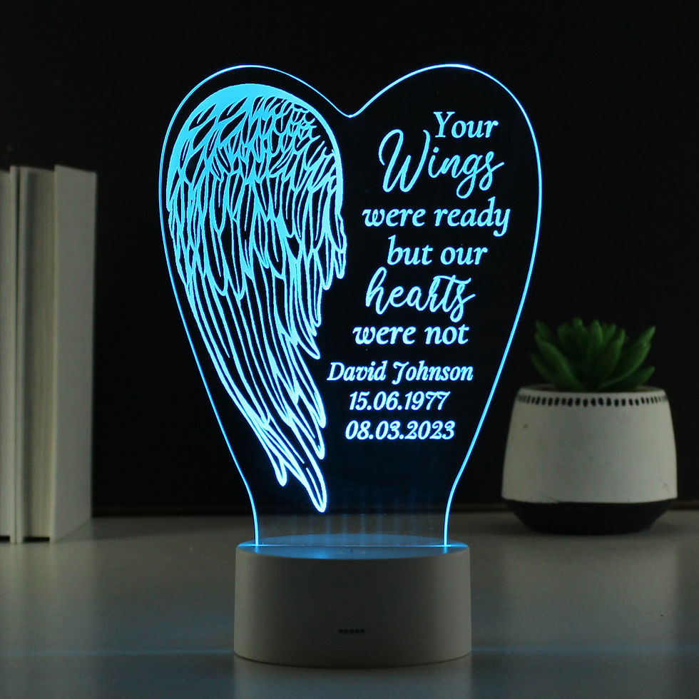 Thumbnail: Personalised Angel Wings Memorial Colour Changing LED Light