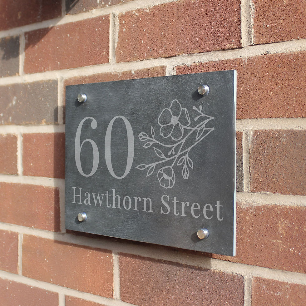 Personalised Floral Slate House Sign