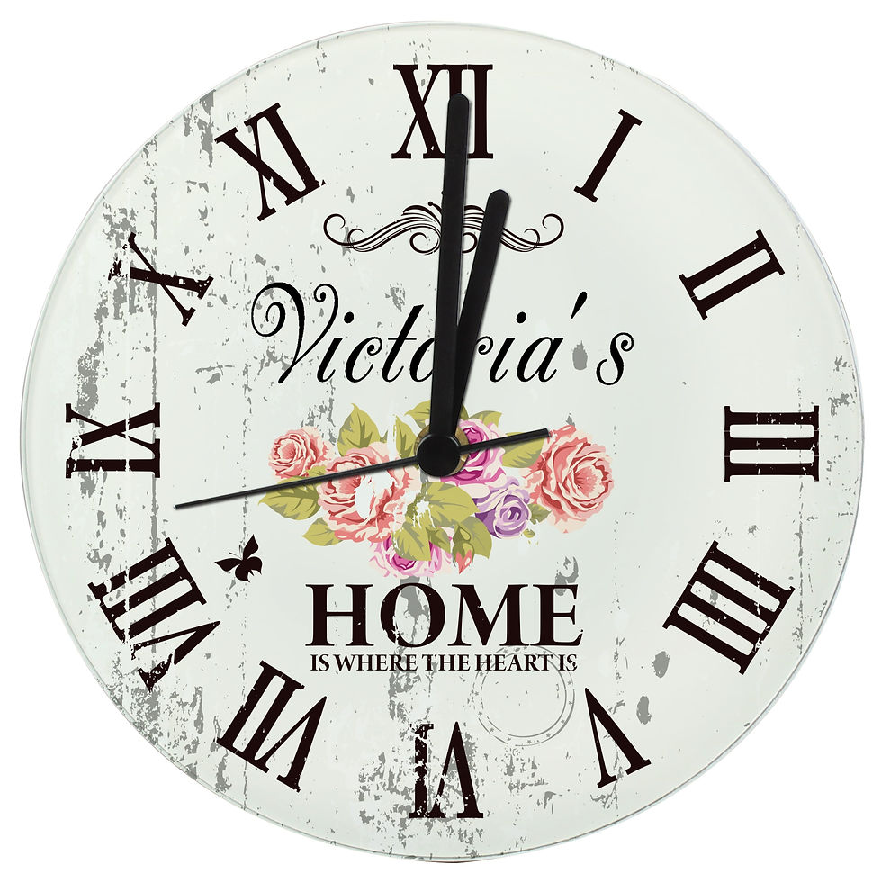 Personalised Shabby Chic Floral Glass Clock