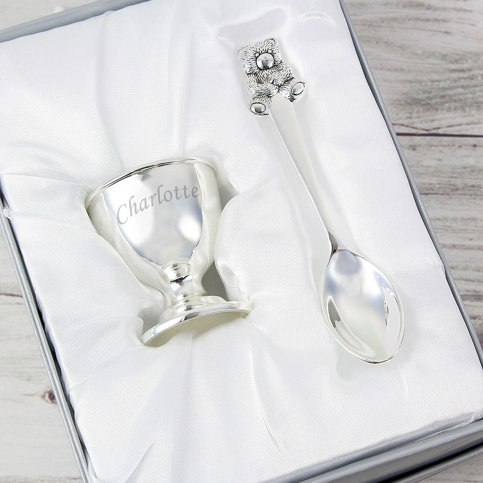 Thumbnail: Personalised Silver Egg Cup & Spoon