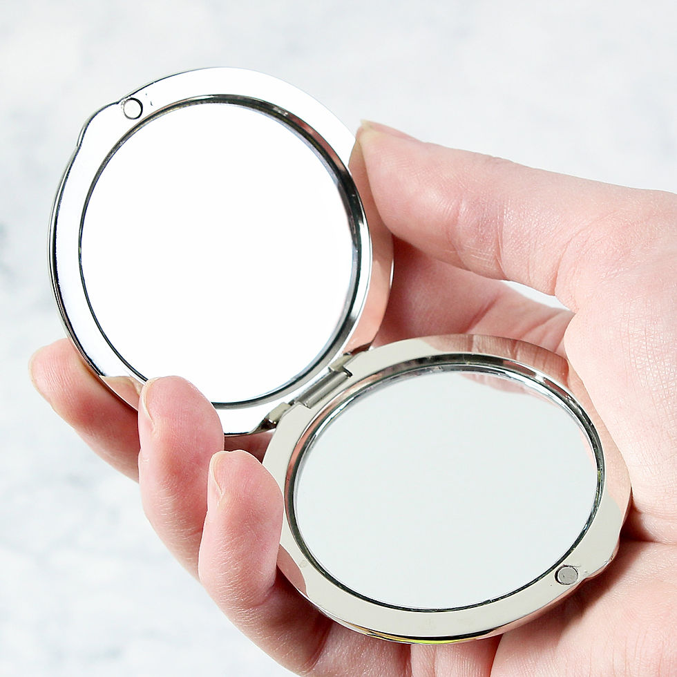 Thumbnail: This silver finish round compact mirror features a butterfly motif and can be personalised with any age and message.