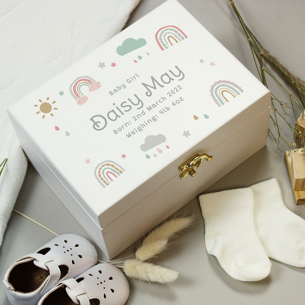 Thumbnail: Personalised Rainbow White Wooden Keepsake Box