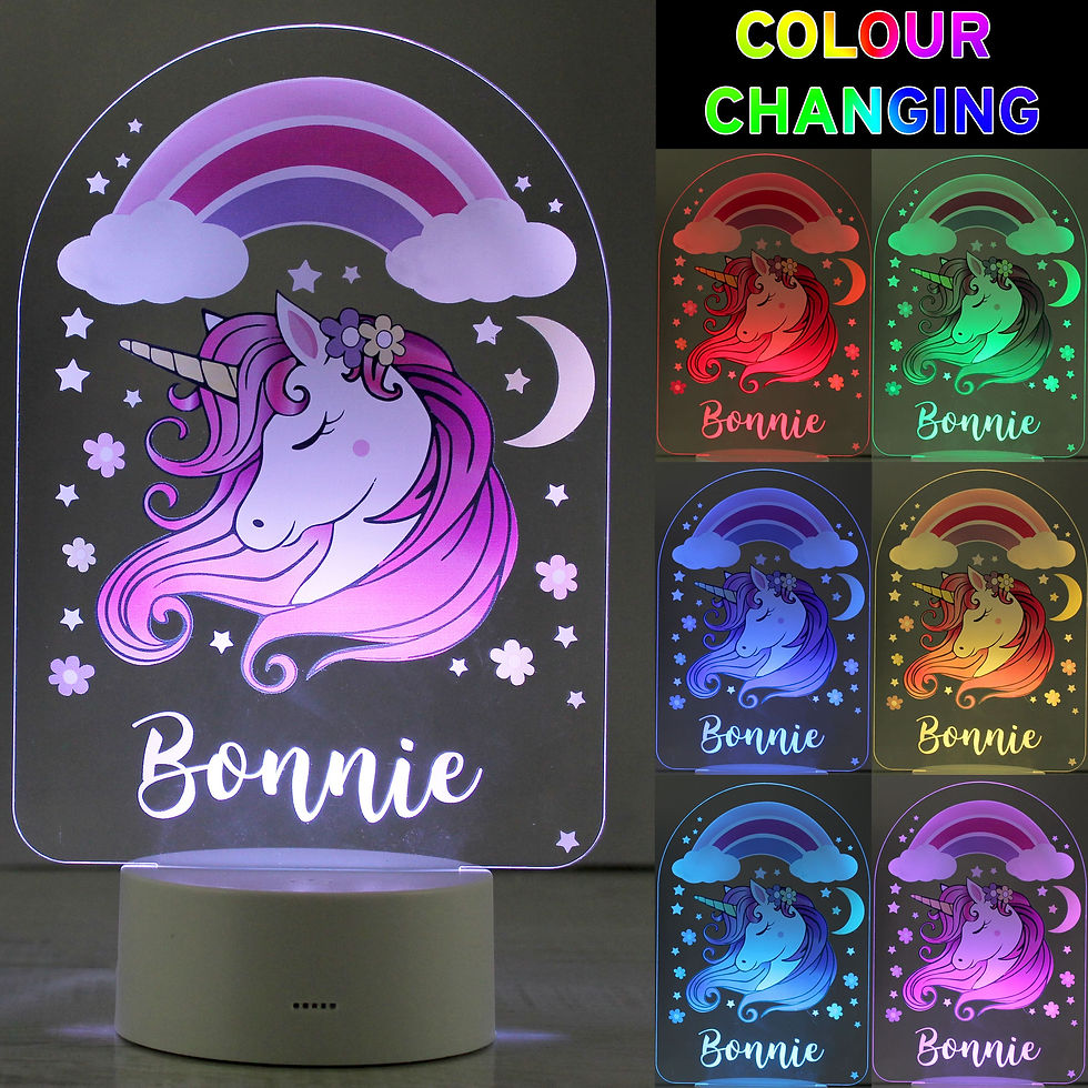 Thumbnail: Personalised Pink Unicorn LED Colour Changing Night Light