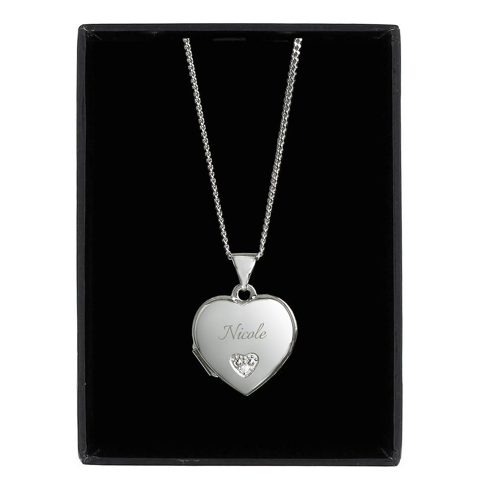 Thumbnail: Personalised Children's Sterling Silver & Cubic Zirconia Heart Locket Necklace