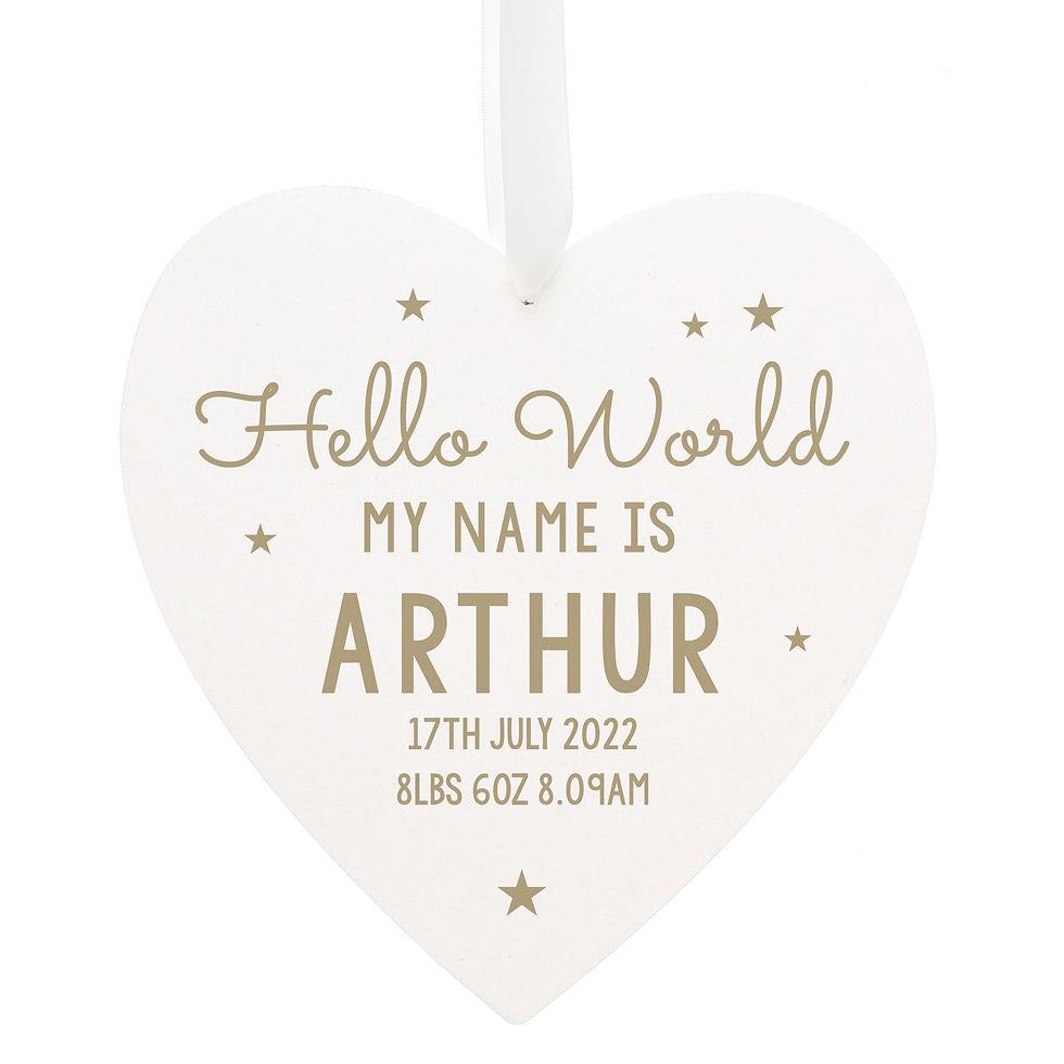 Thumbnail: Personalised Hello World Large Wooden Heart Decoration