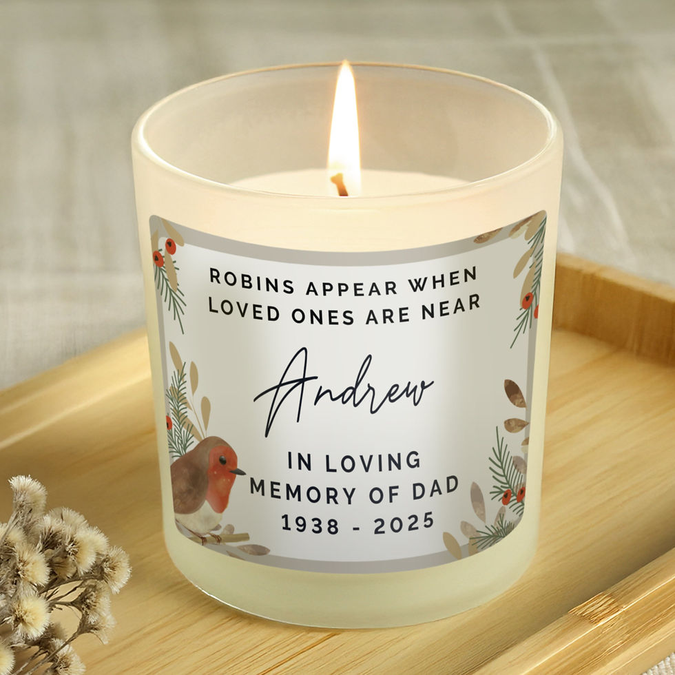 Thumbnail: Personalised Robins Appear Memorial Scented Jar Candle