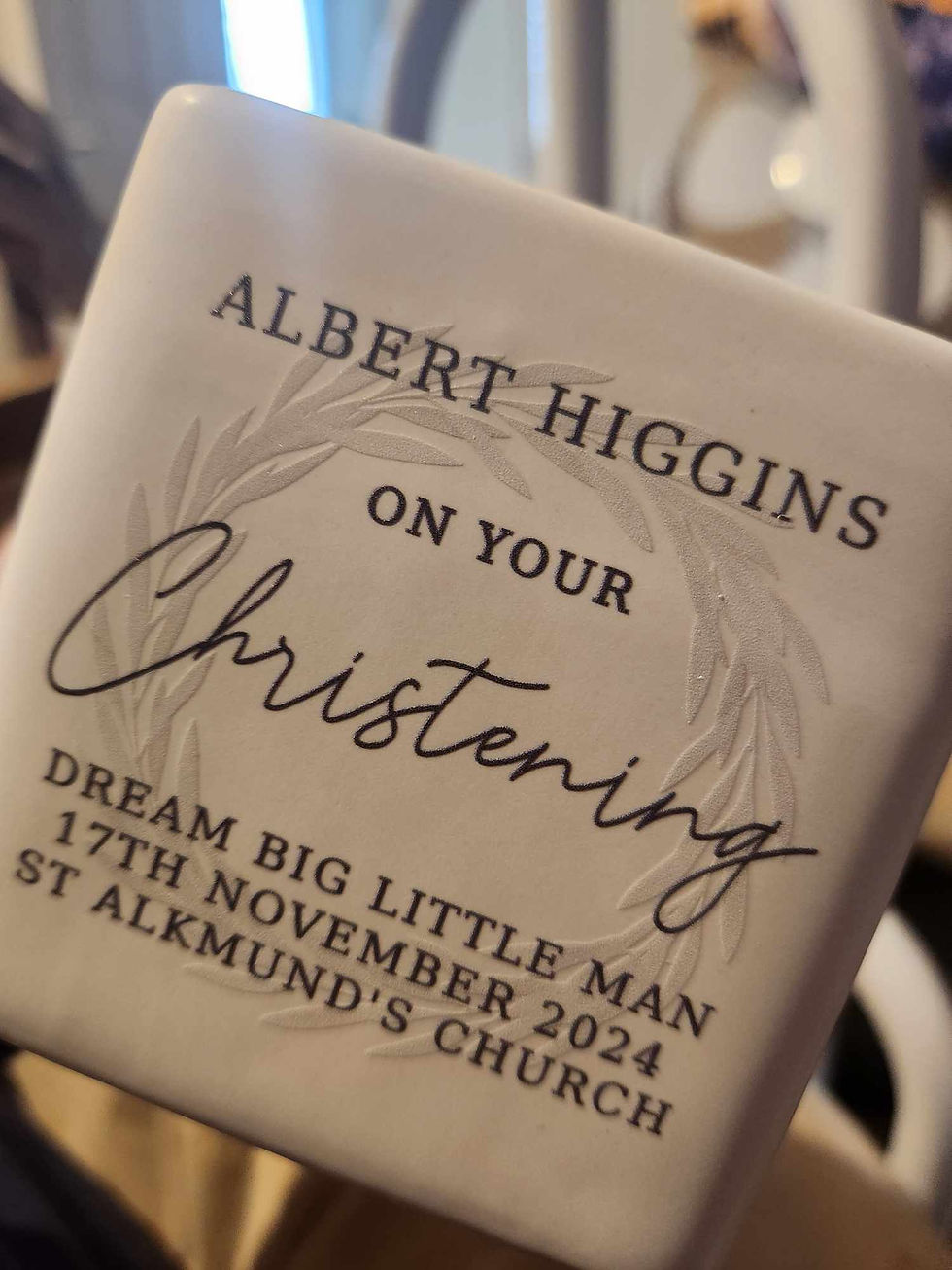 Thumbnail: Personalised Christening Ceramic Square Money Box